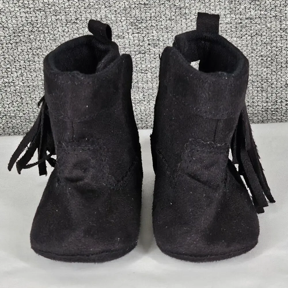 RISING STAR BABY GRAY HIGHTOP BOOTS WITH FRING ON SIDES - SIZE 3-6 MONTHS
